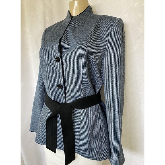 Vintage Carlisle Blazer Jacket Blue Black Wool Three Button Long Sleeve … - Picture 2 of 7